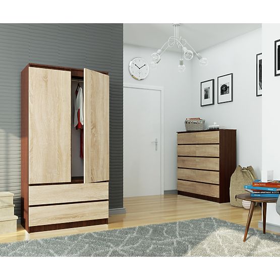 SKŘÍŇ S 90 cm 2 DVEŘE 2 ZÁSUVKY PK WENGE / SONOMA