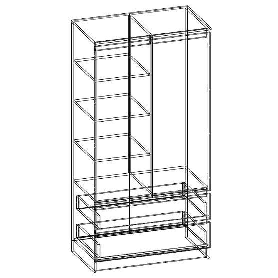 SKŘÍŇ S 90 cm 2 DVEŘE 2 ZÁSUVKY PK WENGE / SONOMA