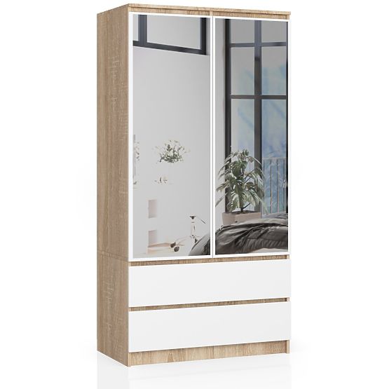 SKŘÍŇ S90 2D 2SZ 2 ZRCADLO CLP PK SONOMA / BÍLÁ