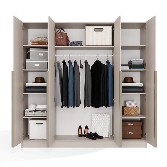 SKŘÍŇ SENSO 4D 200 CM 4 DVEŘE ZLATÉ ÚCHYTY DO OBÝVÁKU LOŽNICE KAŠMÍR BÉŽOVÁ