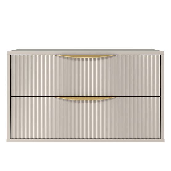 Skříňka pod umyvadlo na desku Avila 2.0, 80 cm, rýhovaná, zlaté úchyty, kašmír