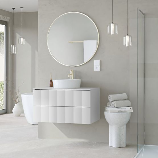 Skříňka pod umyvadlo na desku Grita 80 cm, bílá, vlnitý čelní panel