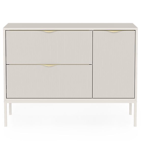 Skříňka pod umyvadlo na desku Livia 100 cm, kašmírová, kovové nožky, rýhovaná