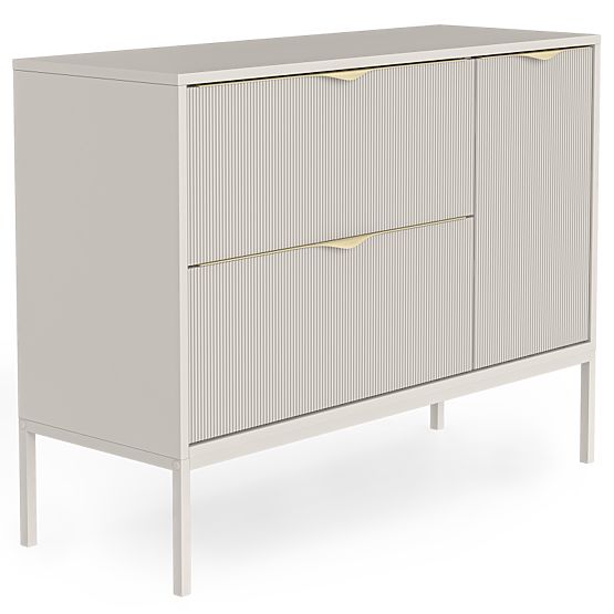 Skříňka pod umyvadlo na desku Livia 100 cm, kašmírová, kovové nožky, rýhovaná