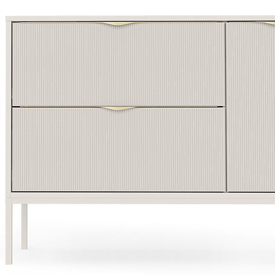Skříňka pod umyvadlo na desku Livia 100 cm, kašmírová, kovové nožky, rýhovaná