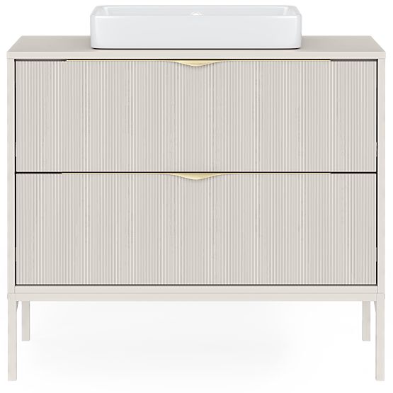 Skříňka pod umyvadlo na desku Livia 80 cm, kašmírová, kovové nožky, drážkovaná