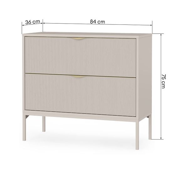 Skříňka pod umyvadlo na desku Livia 80 cm, kašmírová, kovové nožky, drážkovaná