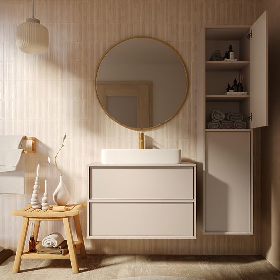 Skříňka pod umyvadlo na desku Mossy, 80 cm, kašmír