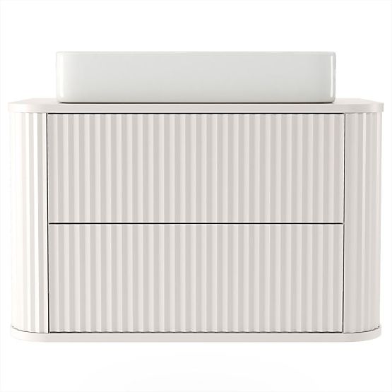 Skříňka pod umyvadlo na desku Nuvia 80 cm, kašmírová, zaoblená, drážkovaná