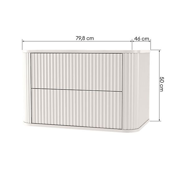 Skříňka pod umyvadlo na desku Nuvia 80 cm, kašmírová, zaoblená, drážkovaná