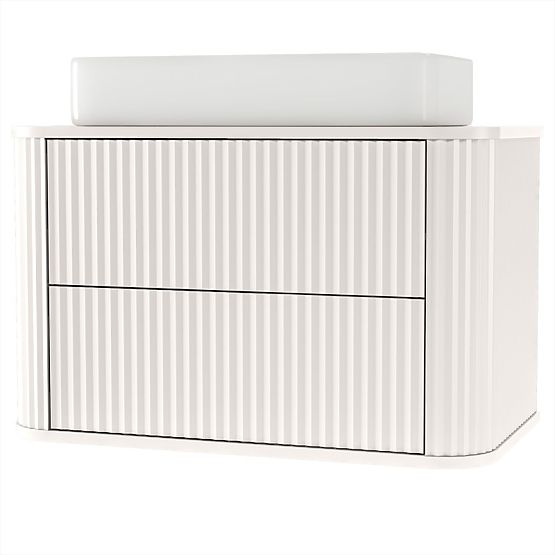 Skříňka pod umyvadlo na desku Nuvia 80 cm, kašmírová, zaoblená, drážkovaná