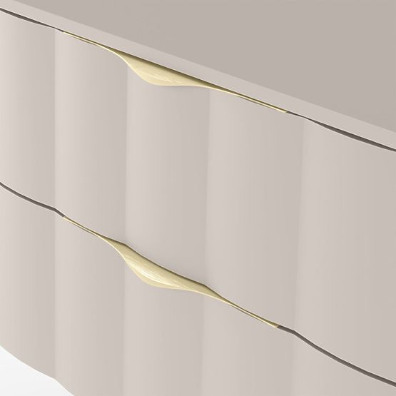 Skříňka pod umyvadlo na desku Omi 80 cm, vlnitý čelní panel, zlaté úchyty, kašmírová béžová