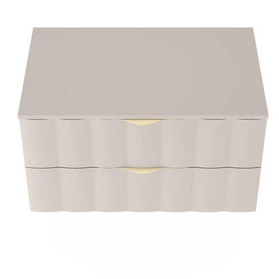 Skříňka pod umyvadlo na desku Omi 80 cm, vlnitý čelní panel, zlaté úchyty, kašmírová béžová