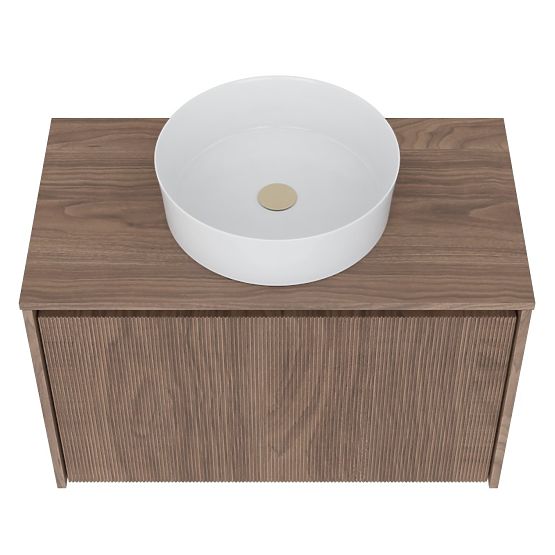 Skříňka pod umyvadlo na desku Pezzo 80 cm, ořech, drážkovaná