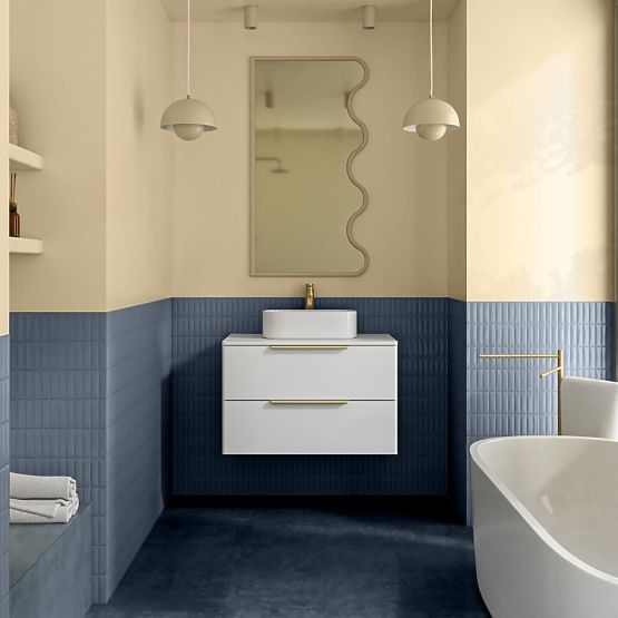 Skříňka pod umyvadlo na desku Tidea 80 cm, bílá, zlaté úchyty