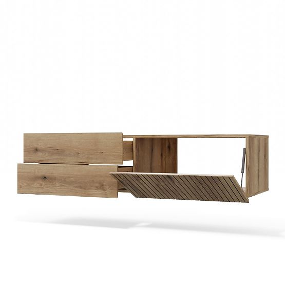 SKŘÍŇKA POD UMYVADLO TIGO 1D2S DUB EVOKE 140 CM 2 ZÁSUVKY RÝHOVANÝ PŘEDNÍ PANEL ZÁVĚSNÁ