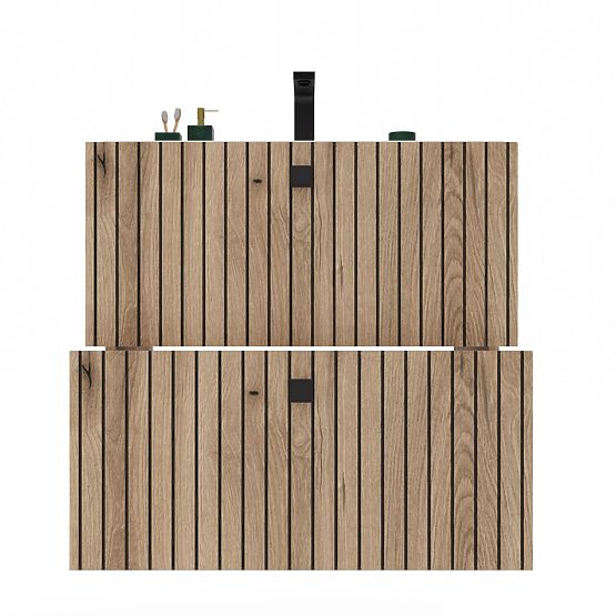 SKŘÍŇKA POD UMYVADLO TIGO 60 2S DUB EVOKE 2 ZÁSUVKY DRÁŽKOVANÝ ČELNÍ PANEL ZÁVĚSNÁ