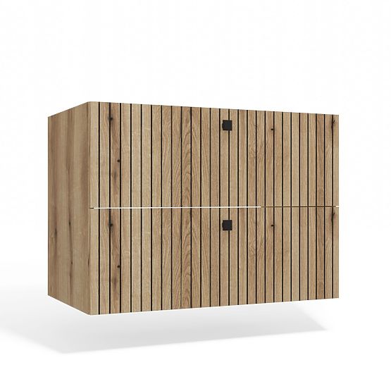 SKŘÍŇKA POD UMYVADLO TIGO 80 2S DUB EVOKE 2 ZÁSUVKY DRÁŽKOVANÝ ČELNÍ PANEL ZÁVĚSNÁ