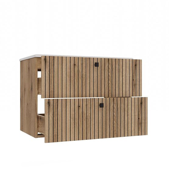 SKŘÍŇKA POD UMYVADLO TIGO 80 2S DUB EVOKE DRÁŽKOVANÝ ČELO + UMYVADLO