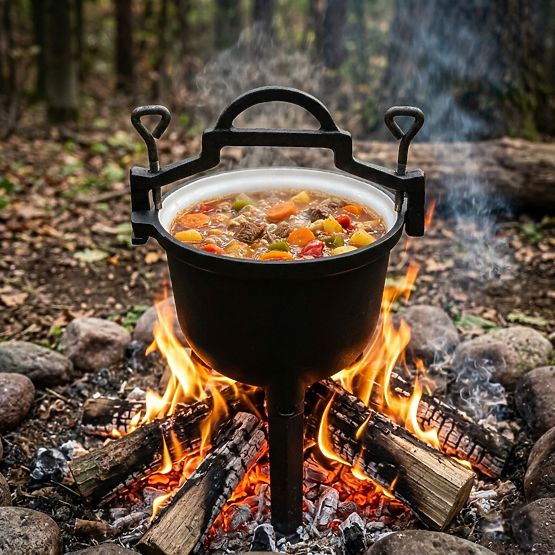 Smaltovaný litinový kotlík 8L stojící myslivecký hrnec ohniště gril MultiGarden
