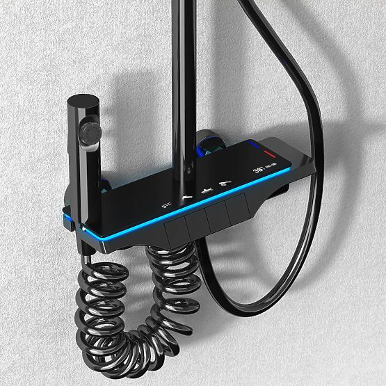 Sprchová sada REA Savio s LED displejem Černá