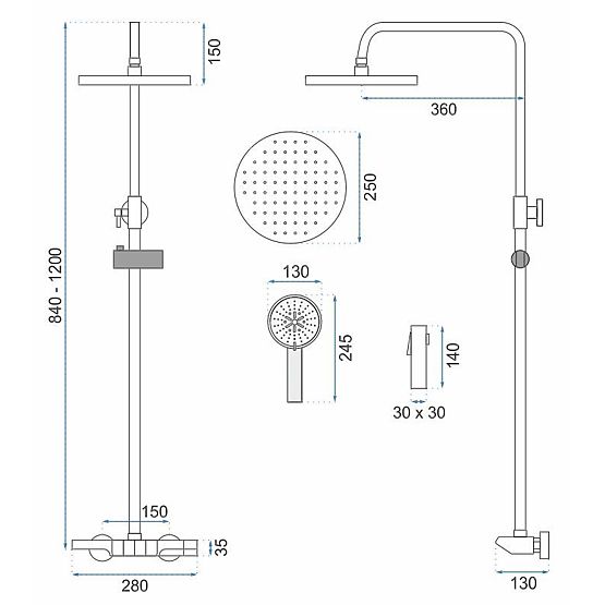 Sprchová sada REA Savio s LED displejem Titan