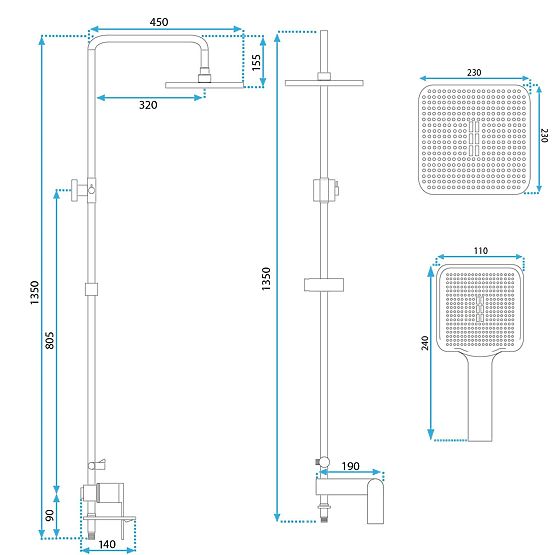 Sprchová sada REA STORM ZLATÁ KARTÁČOVANÁ