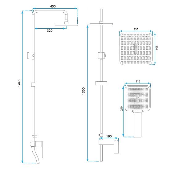 Sprchová Sada REA STORM ZLATÝ BROUŠENÝ