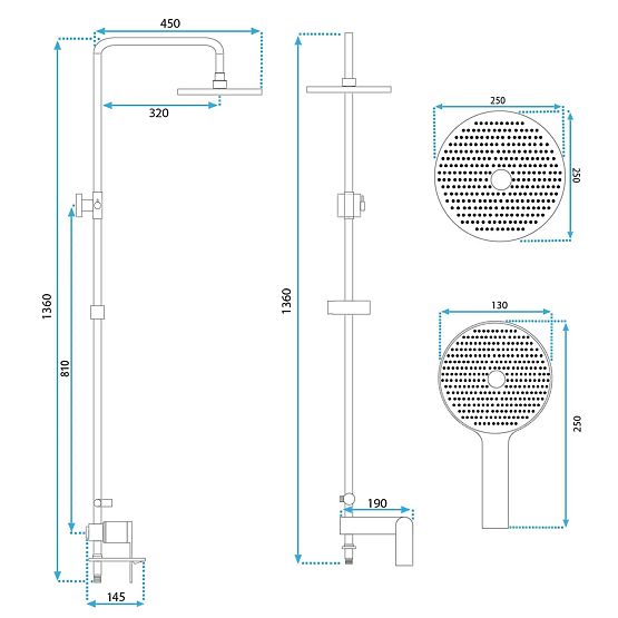 Sprchová sada Rea Veneta Zlatý Kartáčovaný