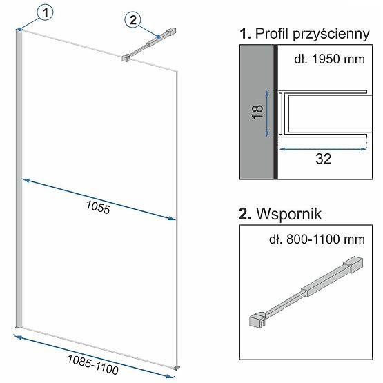 Sprchová stěna Rea Aero Ombre Černá 110