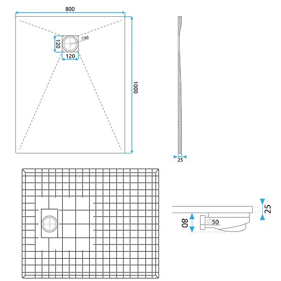Sprchová vanička Magnum White 80x100