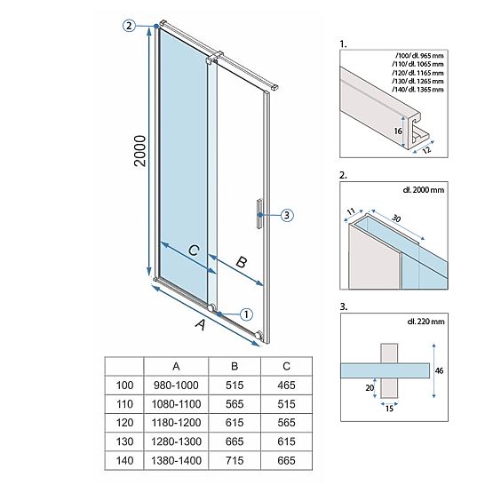 Sprchové dveře Rea Montana 120 Zlaté kartáčované