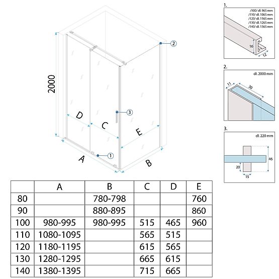 Sprchový kout REA Montana Zlatý Kartáčovaný 120x90