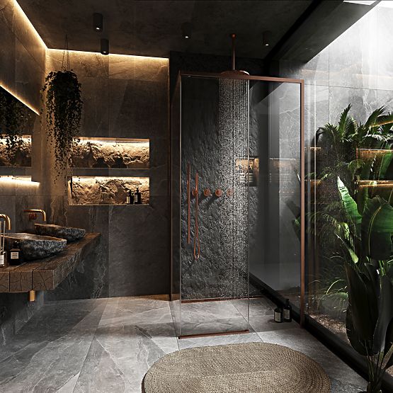 Sprchový kout SOLAR Kartáčovaná Měď 120x90