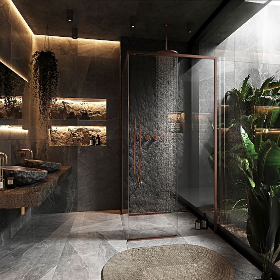 Sprchový kout SOLAR Kartáčovaná Měď 120x90