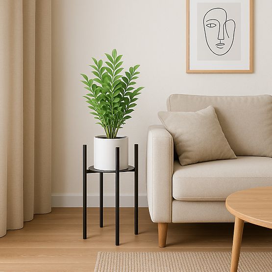 Stojan na květiny loftový Torre 60 cm černý