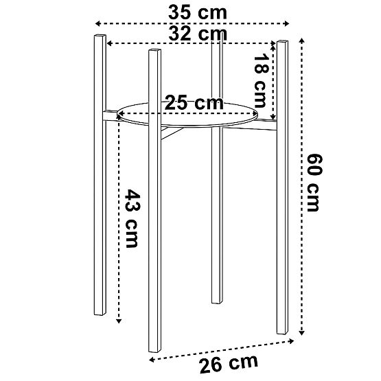 Stojan na květiny loftový Torre 60 cm černý