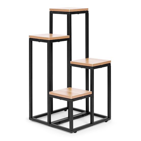 Regál na květiny, dekorace, 4 police - světlý ořech