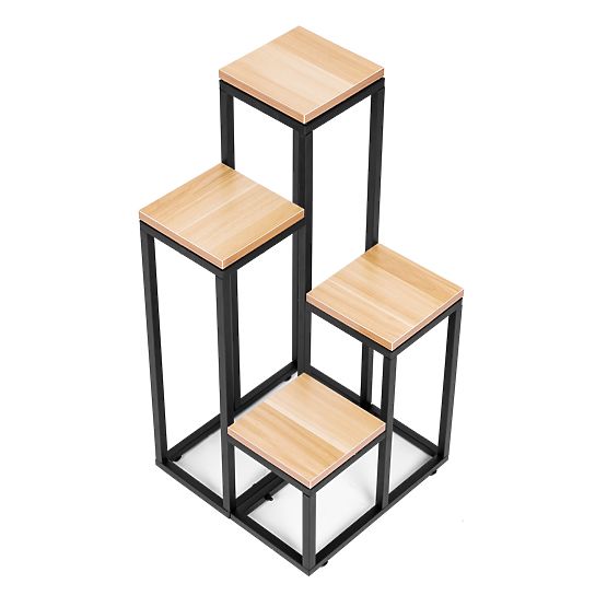 Regál na květiny, dekorace, 4 police - světlý ořech