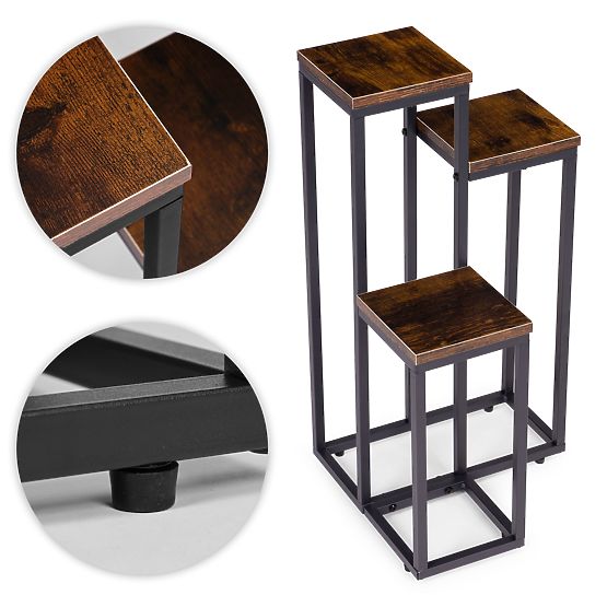 Stojan na květiny s 3 policemi loft ModernHome