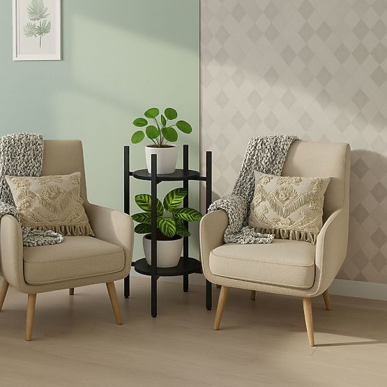 Stojan na květiny, stojan na květiny, dekorace, 2 úrovně, černý, ModernHome