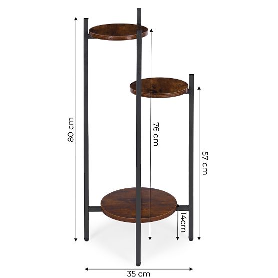 Stojan na květiny, stojan na květiny, dekorace, 3 úrovně, loft ModernHome