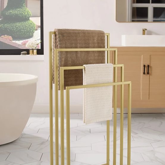 Stojan na ručníky 4 příčky - zlatý