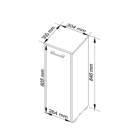 STOJÍCÍ SKŘÍŇKA KOUPELNA FIN S30 1D DUB SONOMA / BÍLÁ