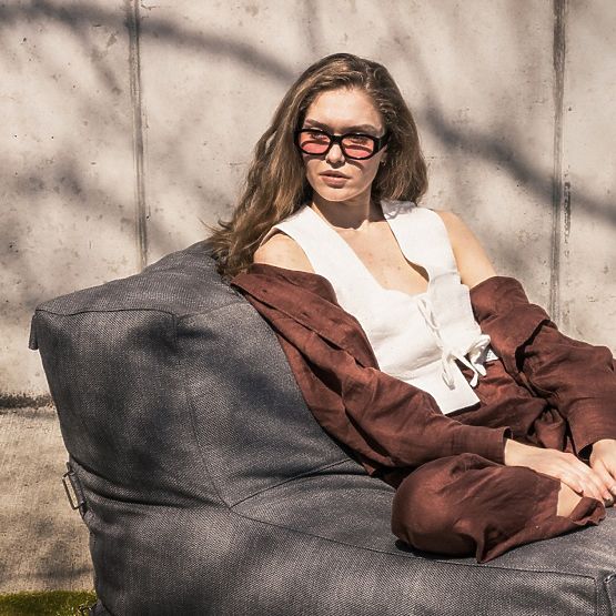 Středový modul pro zahradní roh Vacuum s potahem, šedý