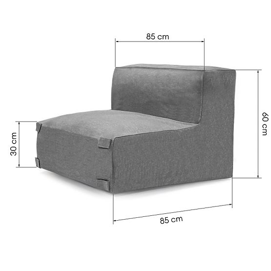 Středový modul pro zahradní roh Vacuum s potahem, šedý