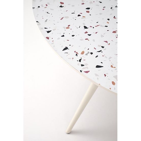 Stůl ARAMIS, deska - terazzo, nohy - bílá 
