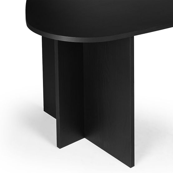 Stůl s nepravidelnou deskou Zeva 200 cm, černý se strukturou dřeva