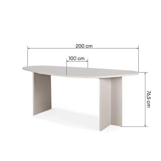 Stůl s nepravidelnou deskou Zeva 200 cm, kašmírový