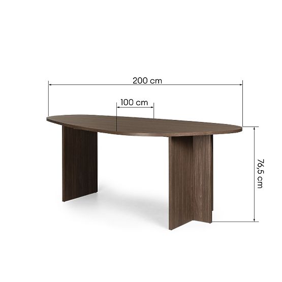 Stůl s nepravidelnou deskou Zeva 200 cm, Ořech lincoln